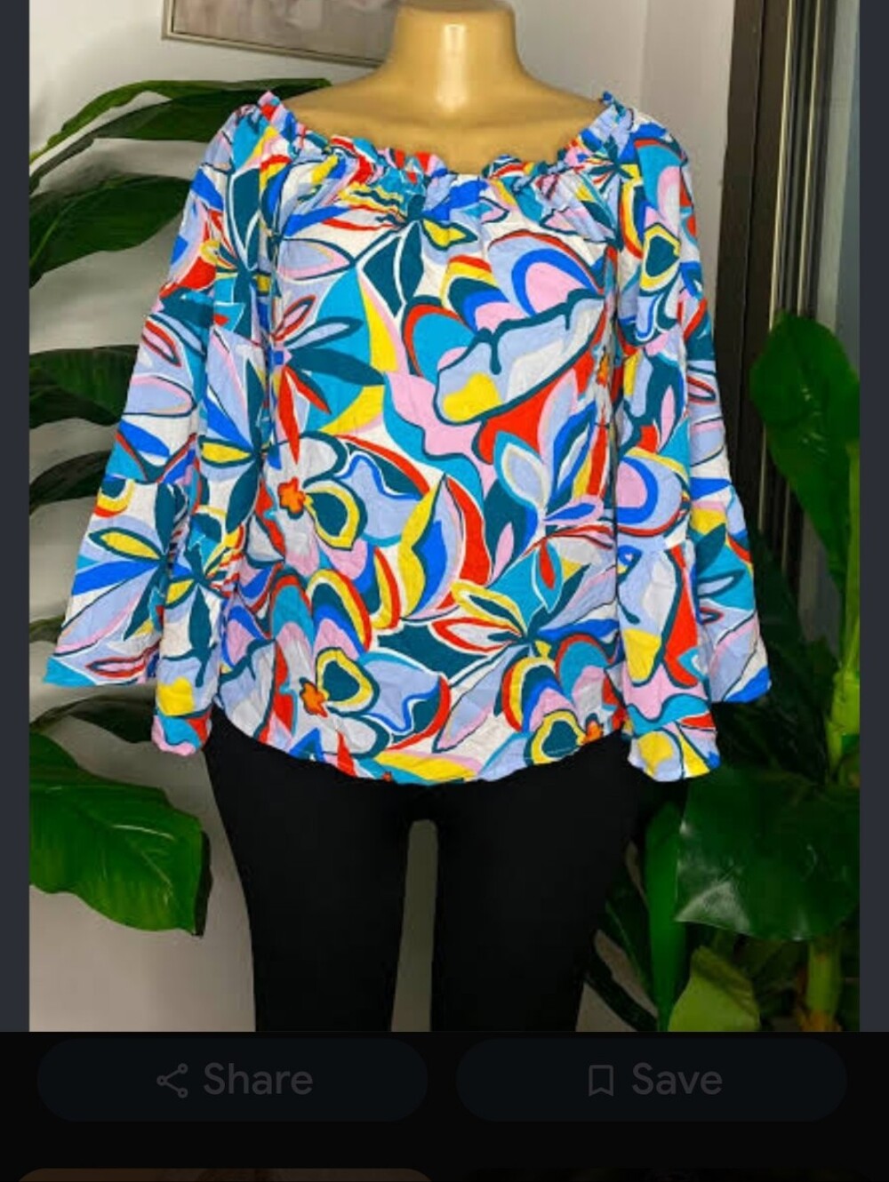 NWT Emily Wonder Rich Spirit Off The Shoulder Blouse Plus Size3X Abstract Floral